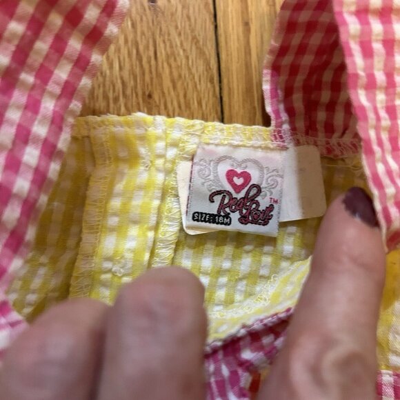 Reel Love Girls Baby set Dress Outfit Gingham Check 18 mth pink butterfly fairy - Picture 5 of 6